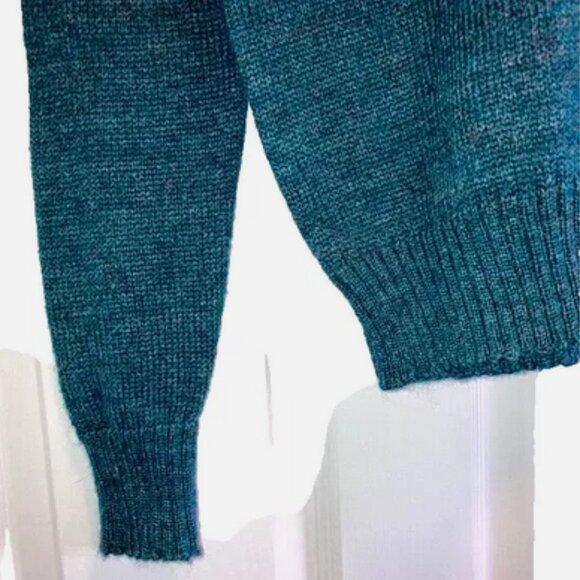 Vintage Mens Sweater Medium Gary Reed Teal Acrylic - Picture 5 of 7
